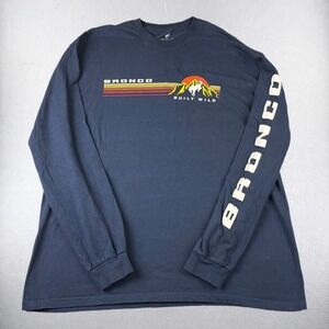 Ford Bronco T-Shirt Mens 2XL Navy Blue Long Sleeve Built Wild Graphic Tee
